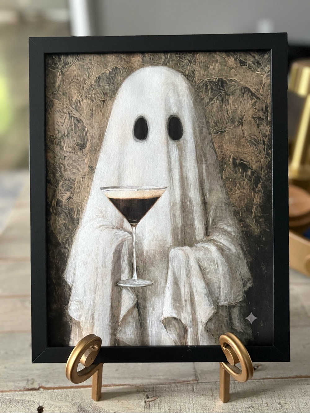 Framed 8x10” White Ghost Wall Art Print with Espresso Cocktail
